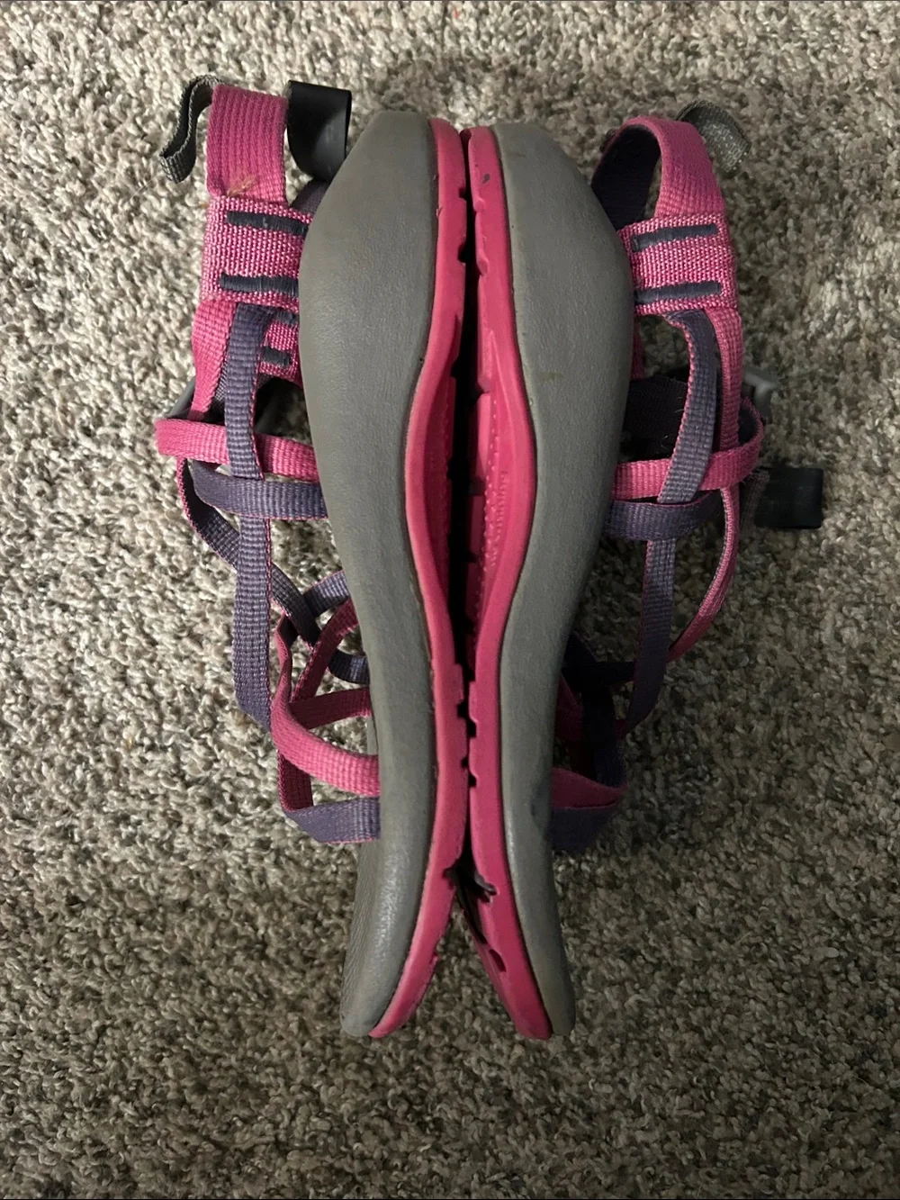 Chaco Girls Gray Sandals with Pink and‎ Purple Straps